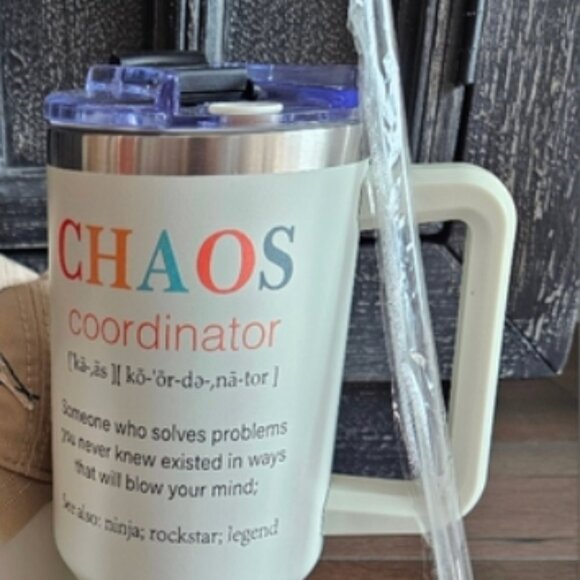 CHAOS COORDINATOR  40 oz Tumbler with Straw NIB - Picture 3 of 8